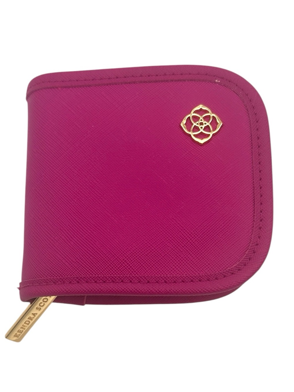 Kendra Scott Travel Jewelry Wallet Full Zip Lined in Pink Faux Leather/Gold
